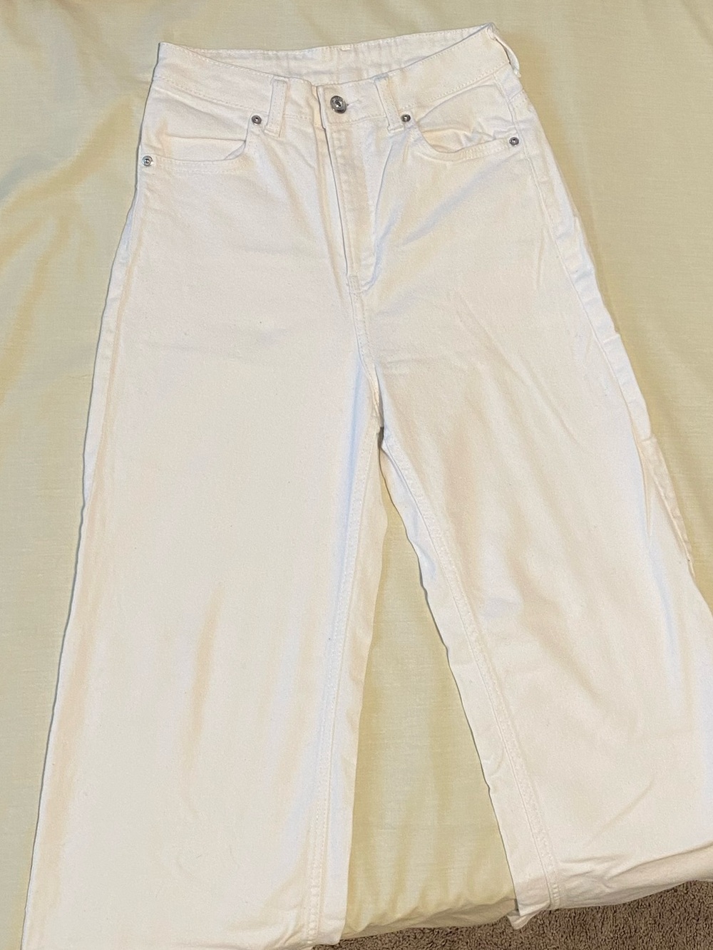 H&M White Wide-Leg High-Rise Jeans